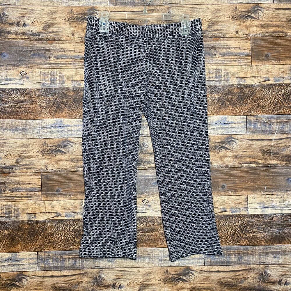 Amanda + Chelsea Stretch Dress Pants Cropped Size6 Diamond Pattern Black & White